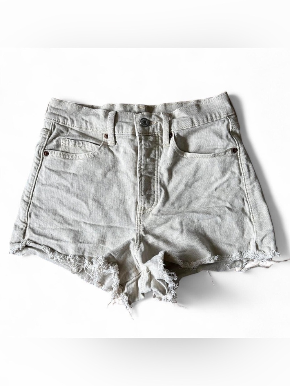 Old Navy cream higher high rise distressed denim summer shorts Sz 6